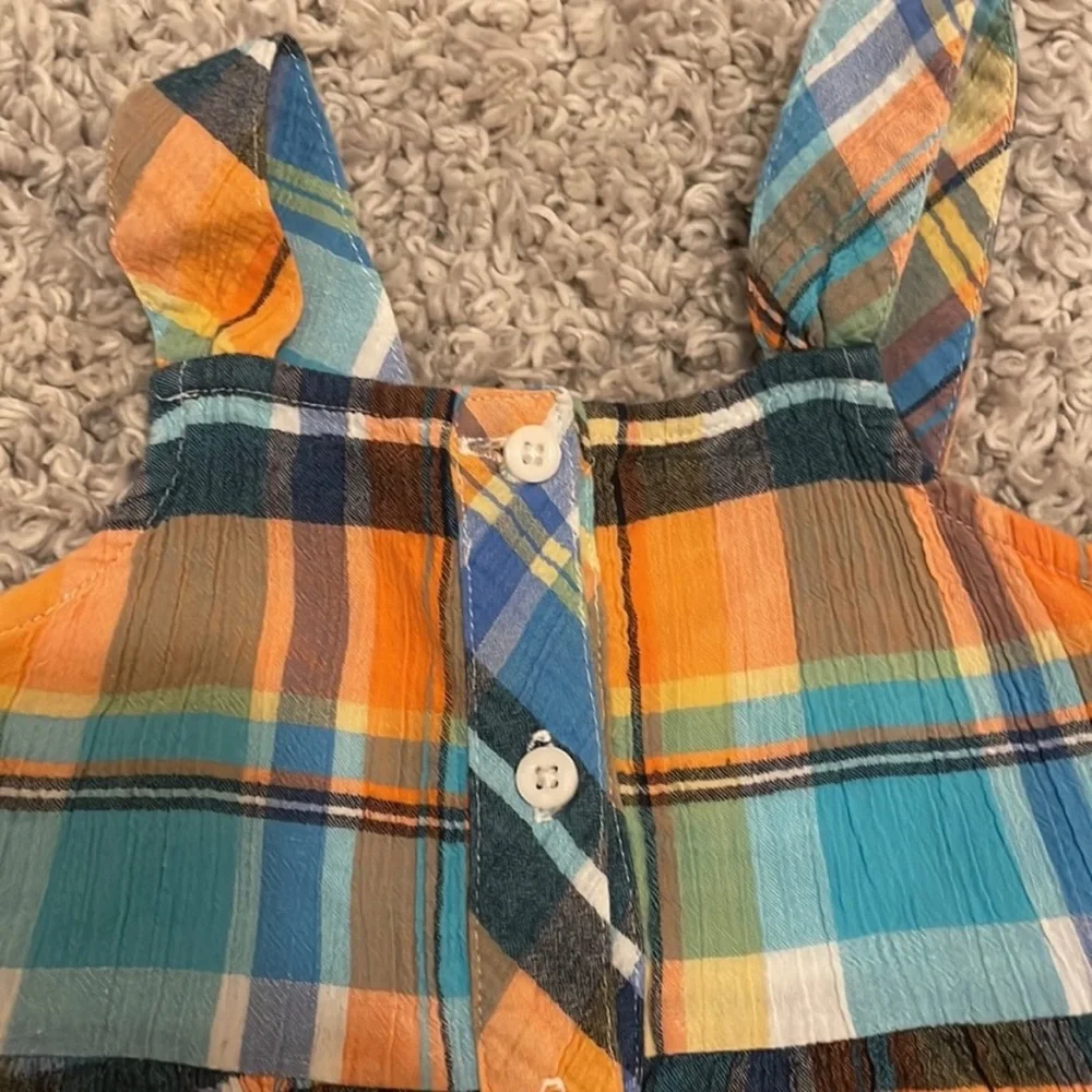 2011 Gymboree “Tropical Bloom” Plaid Gauze Dress, Size 4